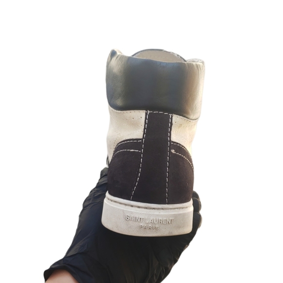 Rare Saint Laurent Paris Leather Suede Anibe Holes Joe High Top Sneakers G485187 - Picture 11 of 16